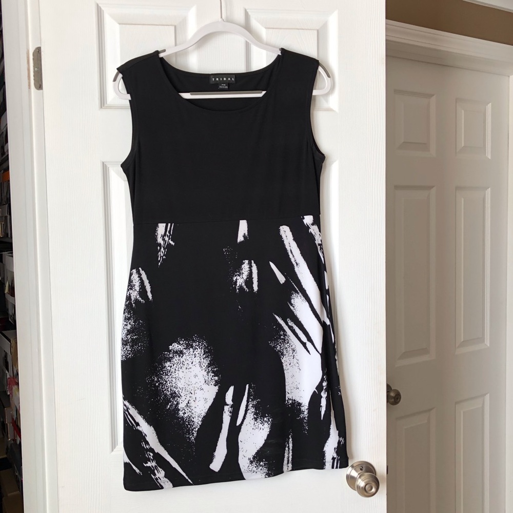 Black and white print dress.